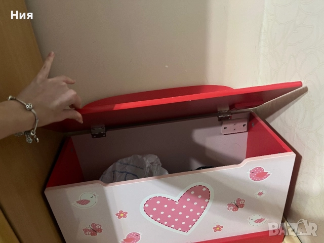 Детска розова ракла за играчки и пейка 2 в 1, снимка 3 - Мебели за детската стая - 52924459
