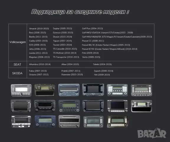7” 2-DIN мултимедия за Volkswagen-SEAT-Skoda. Android 14, RDS, 64GB ROM, RAM 4GB DDR3, снимка 7 - Аксесоари и консумативи - 49641054