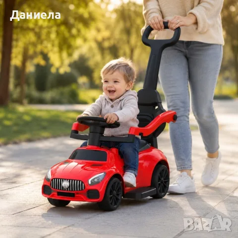 Детска кола за бутане с родителски контрол 2 в 1 – Светлини, звуци и педал за газ, снимка 2 - Детски велосипеди, триколки и коли - 56049198