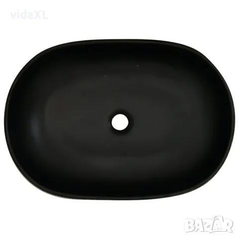 vidaXL Мивка за плот, сиво и черно, овална, 59x40x14 см, керамика, снимка 6 - Мивки - 56146186