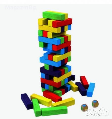 Дженга кула 48 елемента, С цветни блокчета, снимка 4 - Образователни игри - 38667014