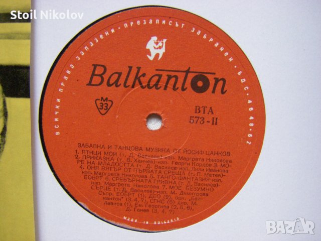 ВТА 573 - Забавна и танцова музика от Йосиф Цанков, снимка 3 - Грамофонни плочи - 31512834