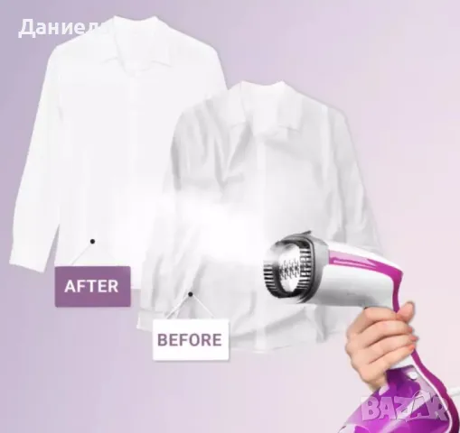 Уред за вертикално гладене с пара Voltz, 1000W, 280 мл., Бял с лилаво, снимка 2 - Други стоки за дома - 49214205