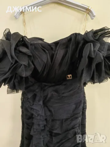 На едро! серия елегантна рокля за повод, органза,  цвят черен , снимка 2 - Рокли - 49488019