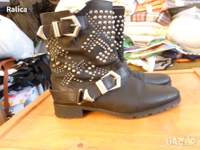 ZARA боти от естествена кожа с кабси, снимка 3 - Дамски боти - 47372410