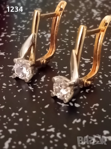 Нови златни обеци от розово и бяло злато 14 к., снимка 2 - Обеци - 51549660