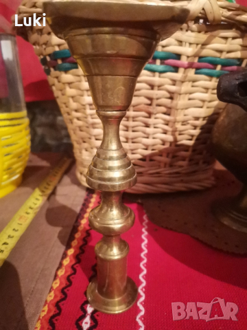 автентичен месингов свещник от 19 век , снимка 8 - Антикварни и старинни предмети - 44517275