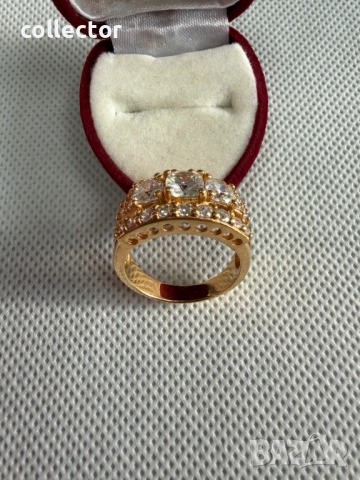 Дизайнерски сребърен пръстен с позлата и камъни. №7775, снимка 5 - Пръстени - 52847732