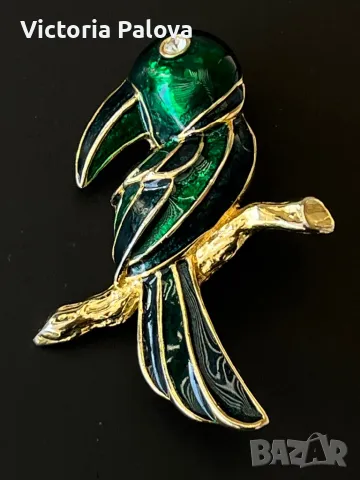 Уникална брошка папагал метал глазура Германия, снимка 6 - Други - 47608132