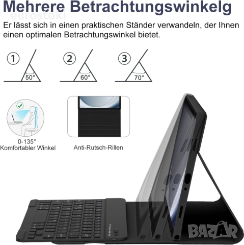 Кейс с клавиатура HOTLIFE за Samsung Galaxy Tab А9+ 11 инча 2023 (SM-X210/X215/X216B), снимка 6 - Калъфи, кейсове - 51545884