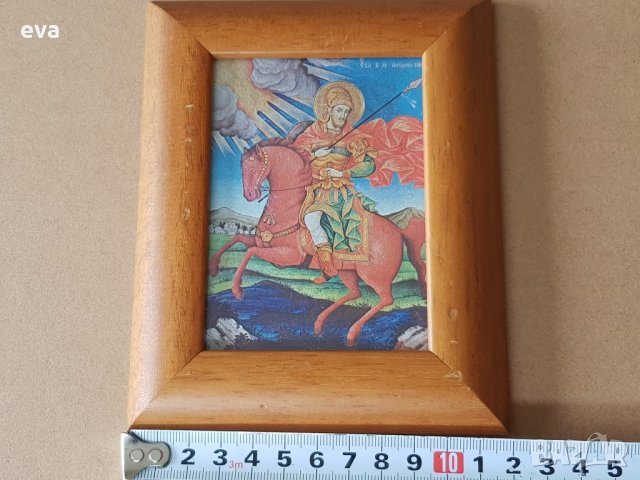 Икона свети Димитър с дървена рамка, снимка 6 - Икони - 34134584