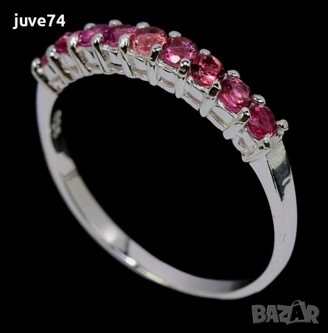 СРЕБЪРЕН ПРЪСТЕН С РОЗОВИ САПФИРИ (АФРИКА), снимка 2 - Пръстени - 52705050