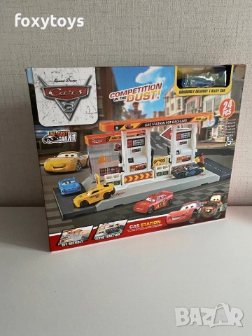 Бензиностанция с път и кола Макуин, McQueen, Cars, снимка 3 - Коли, камиони, мотори, писти - 51783281