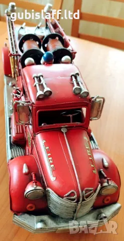 Стара ламаринена играчка, пожарна, 50см., снимка 5 - Колекции - 48560852