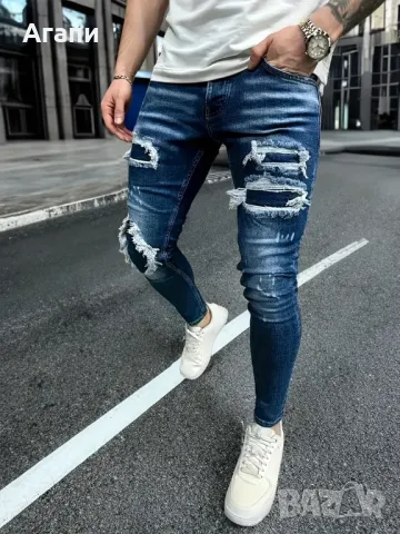 Мъжки накъсани ластични дънки № 33 или М-Л чисто нови, снимка 2 - Дънки - 49565898