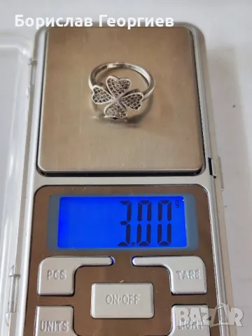 Сребърен пръстен 925 четирилистна детелина, снимка 4 - Пръстени - 48688762