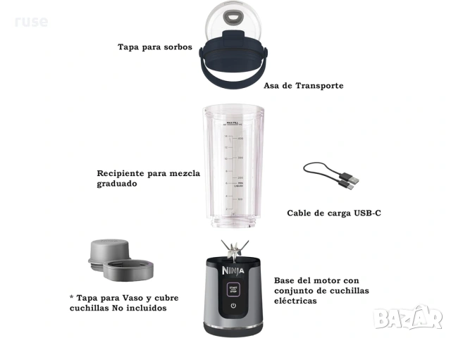 НОВИ! Безжичен блендер NINJA Blast трошене на лед, снимка 7 - Блендери - 53967076