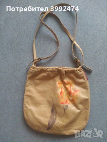 Дамска чанта Coccinelle,естествена кожа,рисувана