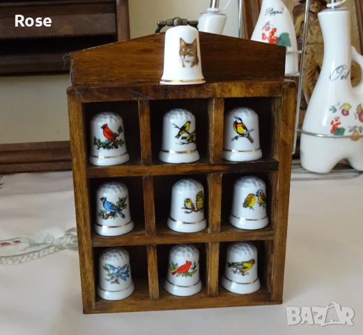 Порцеланови напръстници с поставка от дърво, снимка 5 - Декорация за дома - 50989204