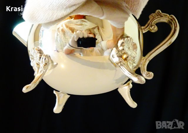  Посребрена бронзова каничка,сосиера, снимка 4 - Антикварни и старинни предмети - 29923070