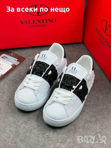 Valentino Дамски Бели Маратонки С Кристали👟Дамски Спортни Обувки С Камъни В Бял Цвят Код E1328