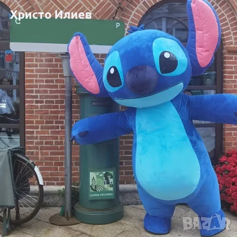 Гигантски надуваем костюм на Стич 1,9м 2,5м Stitch за изненади детски рожденни дни партита