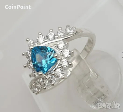 Сребърен пръстен 💍 с натурален Топаз, снимка 1