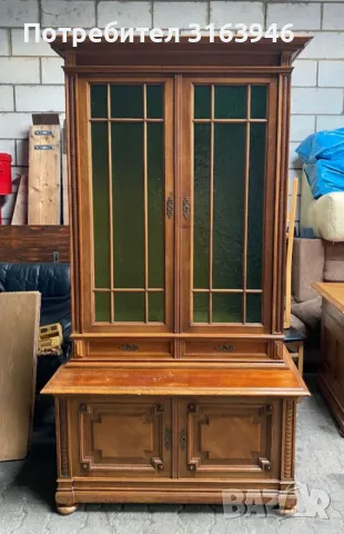 Масивен антик Шкаф/ витрина/ библиотека, снимка 2 - Секции и витрини - 49129186