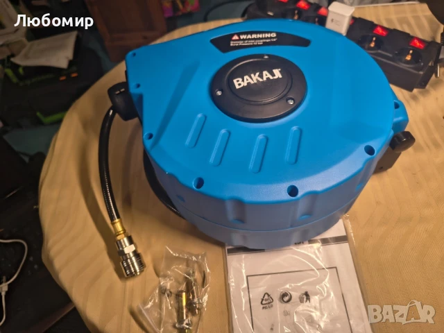 Макара за маркуч за сгъстен въздух с 10 м маркуч, 1/4" присъединяване, за стенен монтаж, снимка 6 - Други инструменти - 50806140