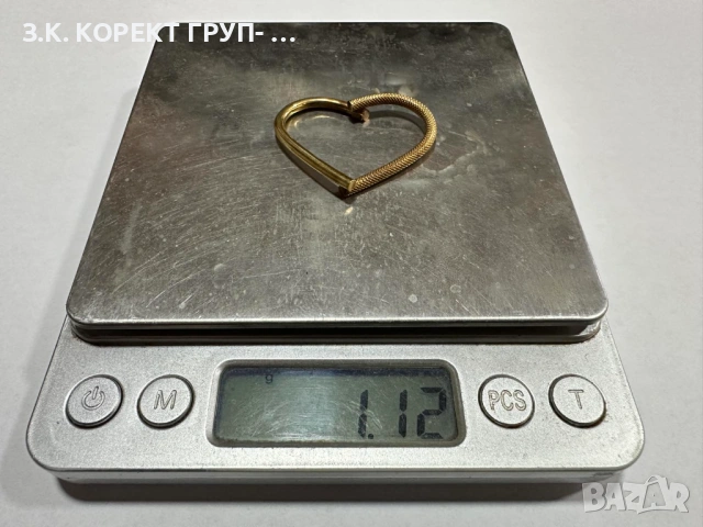 Златна фигура сърце 14К – 1.12 гр, снимка 2 - Колиета, медальони, синджири - 54357833