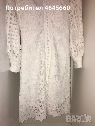 Бяла дантелена рокля къса, снимка 4 - Рокли - 52383040