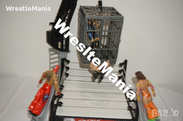 Рядък Кеч Ринг с Кеч Клетка WWE Crash Cage Wrestling Ring Playset Seat Launchers, снимка 8 - Колекции - 51854738