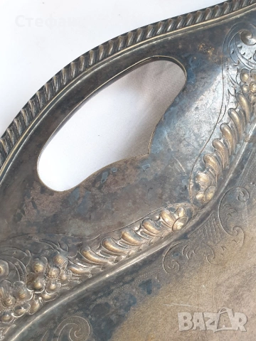 Масивен посребрен поднос, снимка 8 - Антикварни и старинни предмети - 53077528