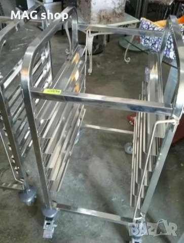 ПРОМО! Количка за тави Неръждаема стомана с колела РАЗЛИЧНИ РАЗМЕРИ, снимка 3 - Обзавеждане на кухня - 44343406