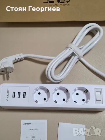 разклонител с USB портове марка JSVER, модел JSVER-PS3038), снимка 2 - Кабели и адаптери - 55774910
