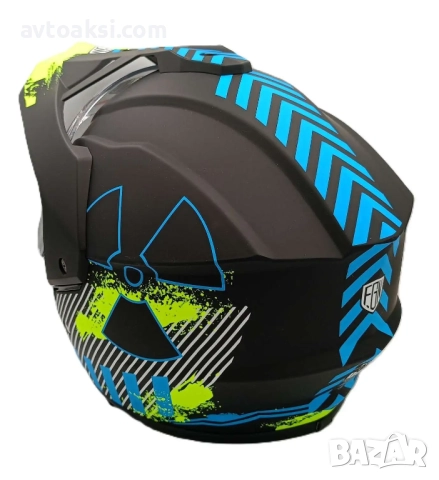 Каска Крос Мотор/Скутер/Бъги/Вело/АТВ с Визьор Два цвята, снимка 5 - Аксесоари и консумативи - 51985694
