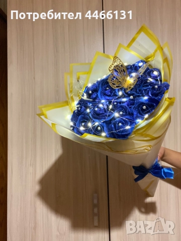 Букет от 30 фоамени рози с брокат , снимка 2 - Изкуствени цветя - 52634481