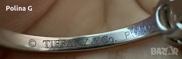 Оригинален Tiffany & Co. платинен годежен пръстен с диамант 0.53 ct – G / VS2, снимка 7 - Пръстени - 56299647