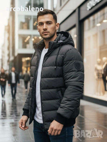Мъжко зимно ватирано яке с качулка, 4цвята , снимка 8 - Якета - 52477688