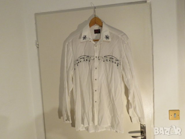 Уникален модел мъжка риза Nico Arnaldi с ноти и петолиние - Страхотна за музиканти и творчески лично, снимка 3 - Ризи - 30304941