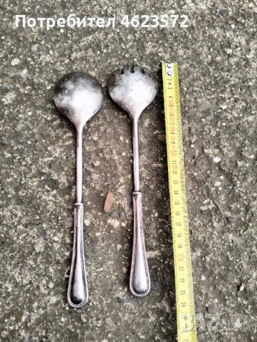 Посребрени италиански прибори за салата маркирани, снимка 2 - Антикварни и старинни предмети - 52662101