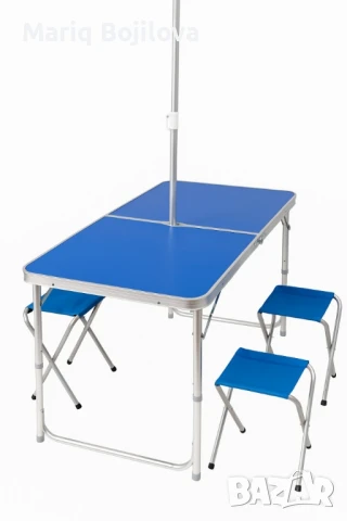 Къмпинг комплект 3 в 1: Сгъваема маса с 4 стола и чадър , снимка 8 - Маси - 50680533