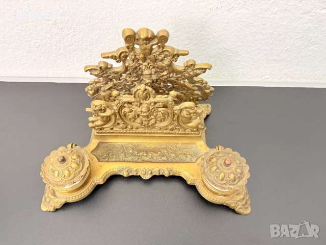 Бронзова мастилница в стил Рококо. №7829, снимка 3 - Антикварни и старинни предмети - 53071801