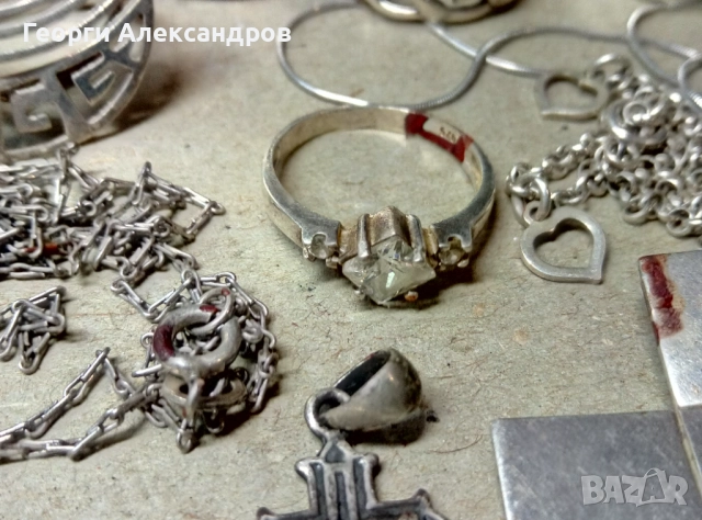 КОЛЕДНА РАЗПРОДАЖБА - Лот СРЕБЪРНИ БИЖУТА 83гр СРЕБРО 925 Пръстен Кръст Обеци Колие Гривна Медальон, снимка 17 - Бижутерийни комплекти - 51692522