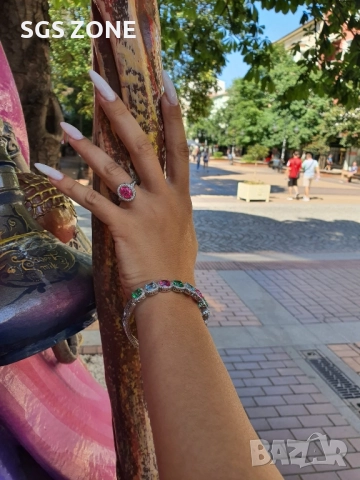 СРЕБЪРНА ГРИВНА ОТ ТАЙЛАНД С ЕСТЕСТВЕН ТОПАЗ И РОДИЕВО ПОКРИТИЕ, снимка 14 - Гривни - 52457983