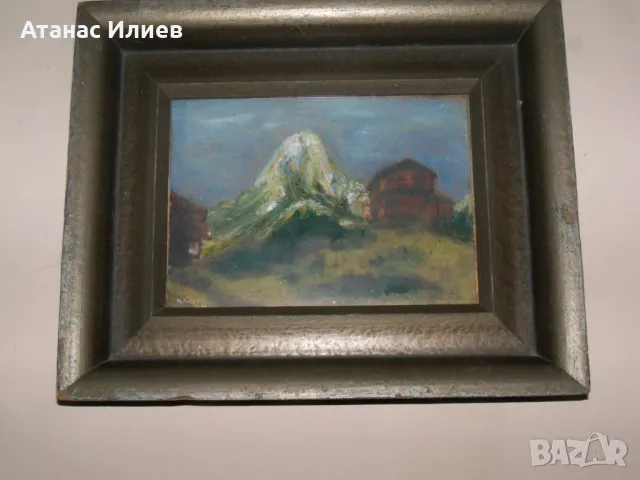 Стар пейзаж от Алпите 1939г. Kuhnen, снимка 8 - Картини - 48551232