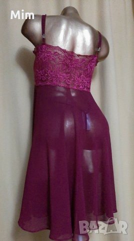  unilat M Ефирна ,бордо нощница с дантела , снимка 7 - Нощници - 31392262