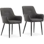Трапезни столове с дамаска от PU кожа, к-т от 2бр C-U-DC-A0224GY, снимка 1