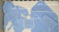 Комплект за баня за бебе Голям персонализиран сет от халат, хавлийка, лигавниче и кърпа с бродерии , снимка 1 - За банята - 31862300