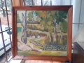 Стара майсторска българска картина масло платно канава рамка, снимка 2